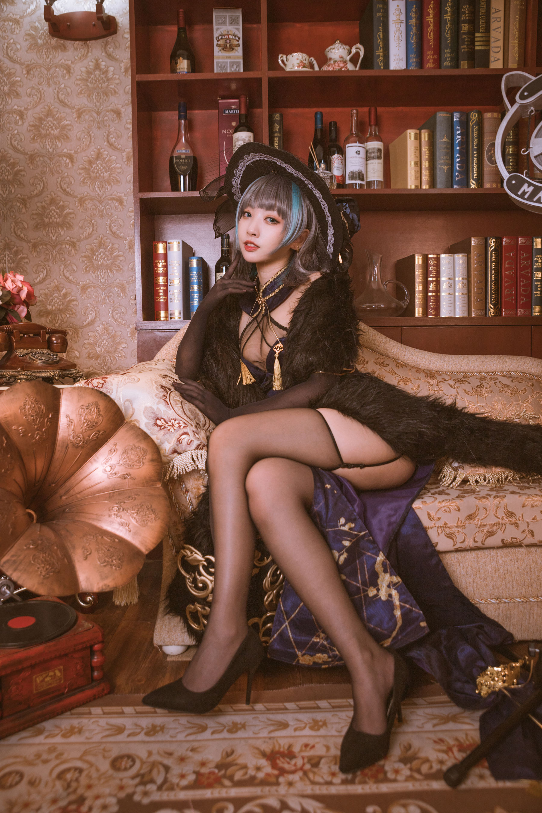 宫本桜 – 柴郡旗袍 音乐绚烂CaitSith [20P]-66COS