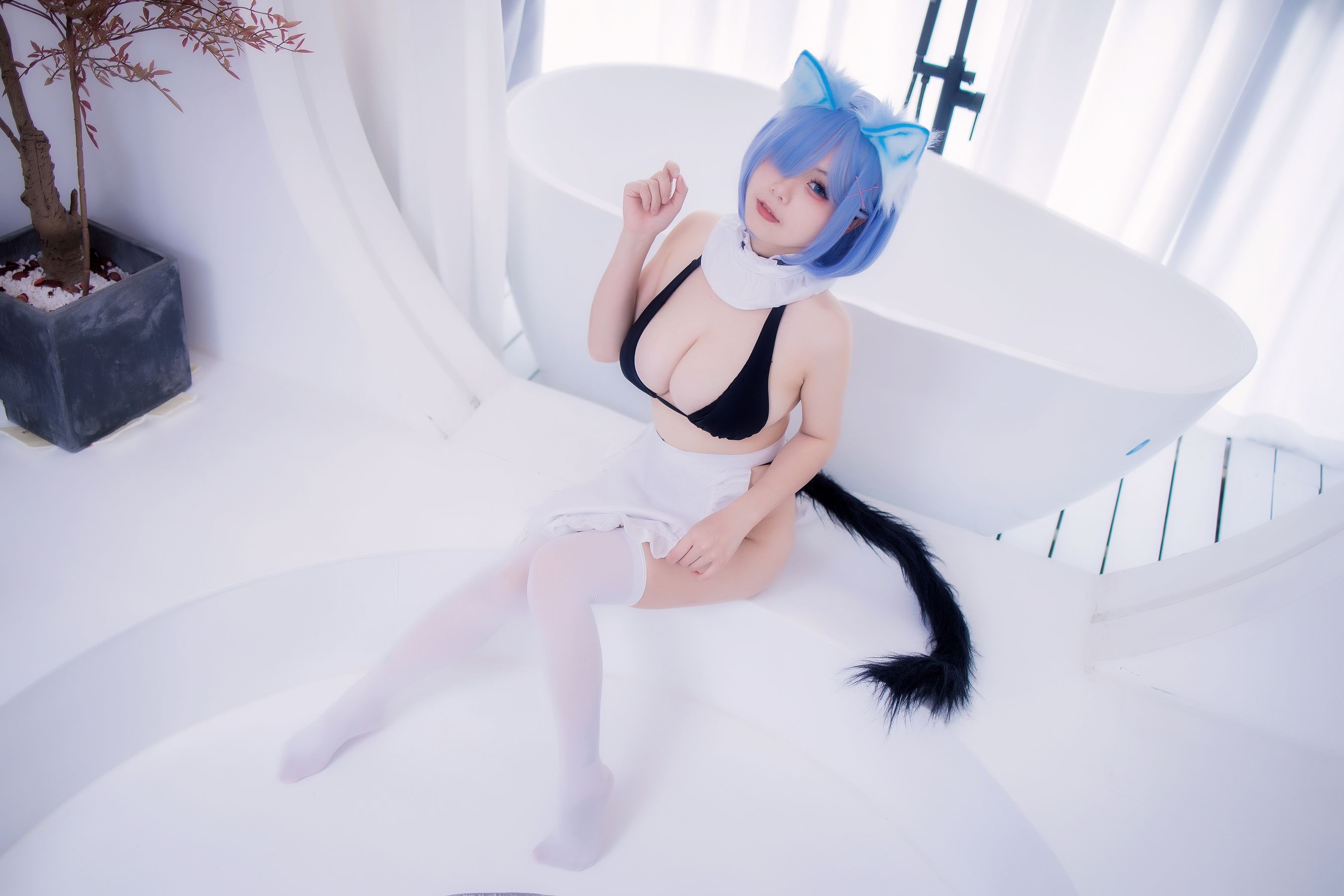 末夜787 – 蕾姆女仆泳装 [47P]-66COS