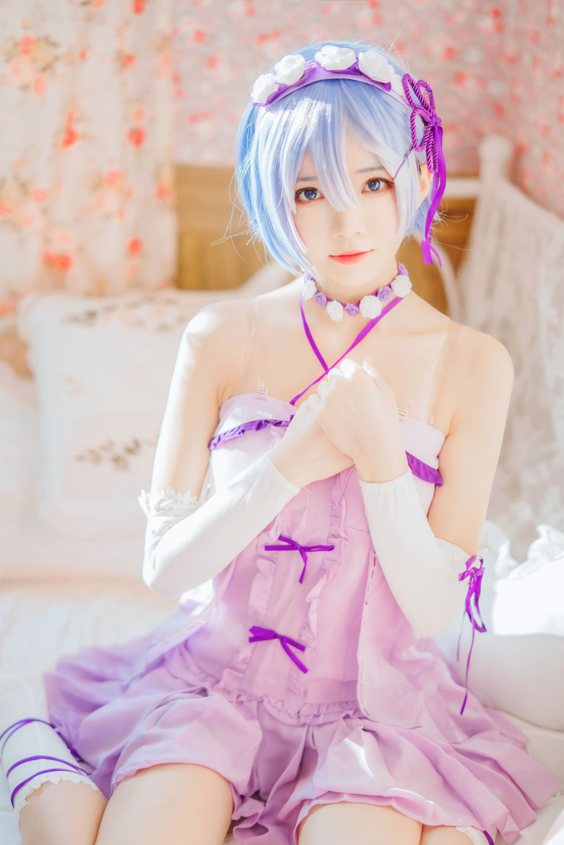 [Cosplay写真] 桜桃喵 – 蕾姆小睡裙 [40P]-66COS