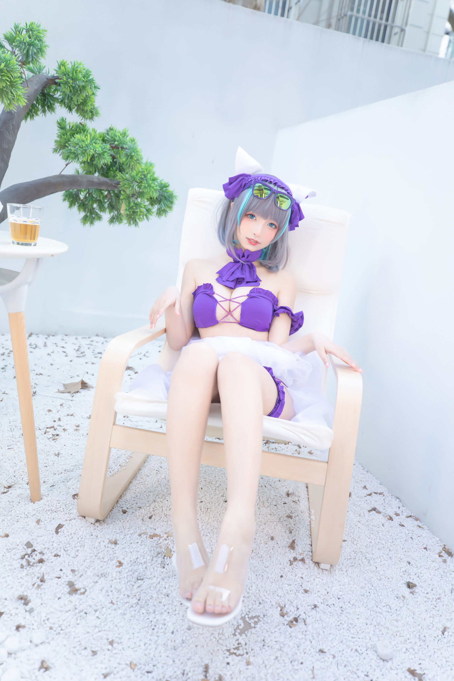 萝莉神楽板真冬 之柴郡 – 纯色庭院 [150P]-66COS