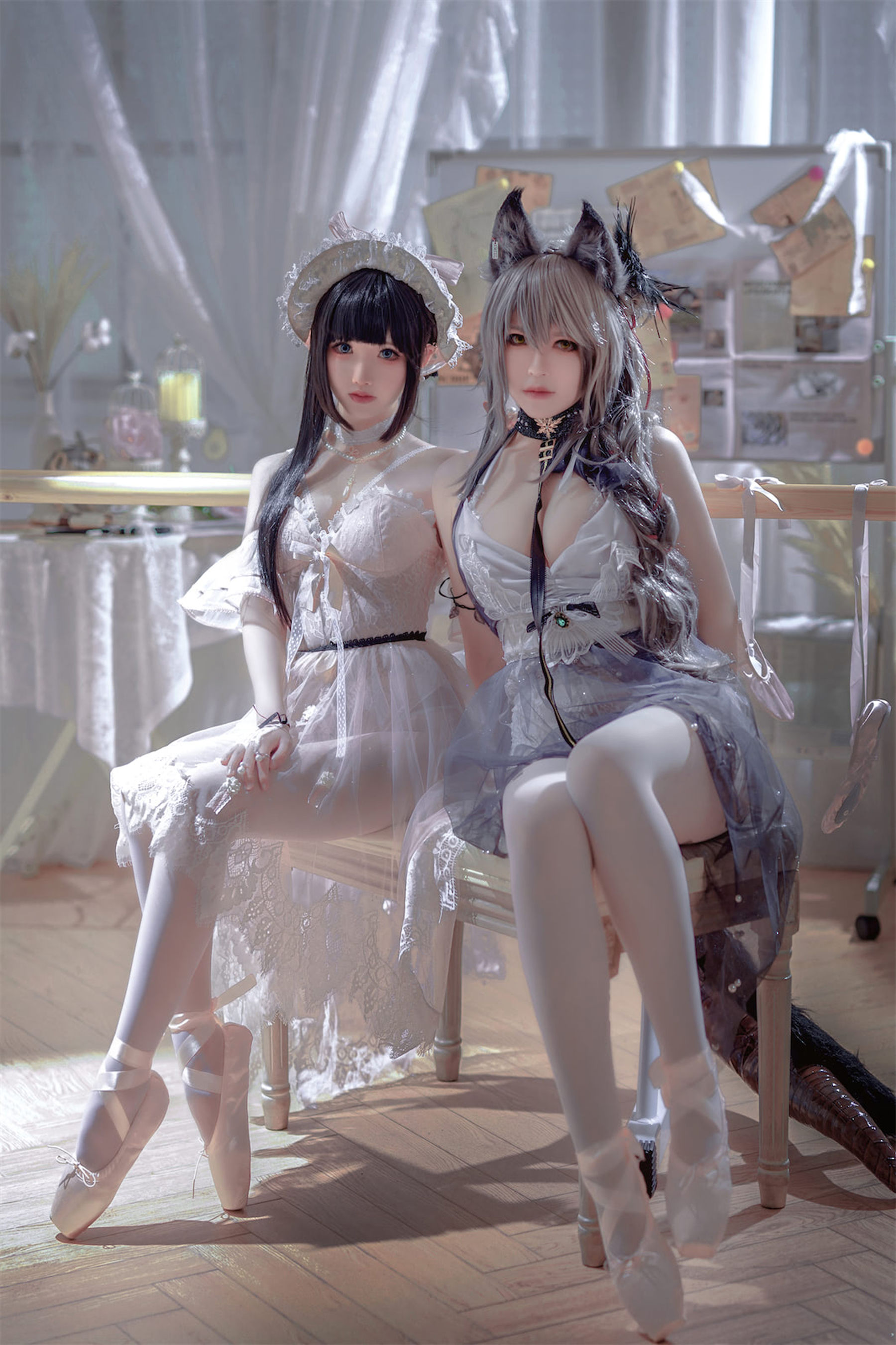 面饼仙儿&半半子 – Arknights 黑x森蚺バレエ [56P]-66COS