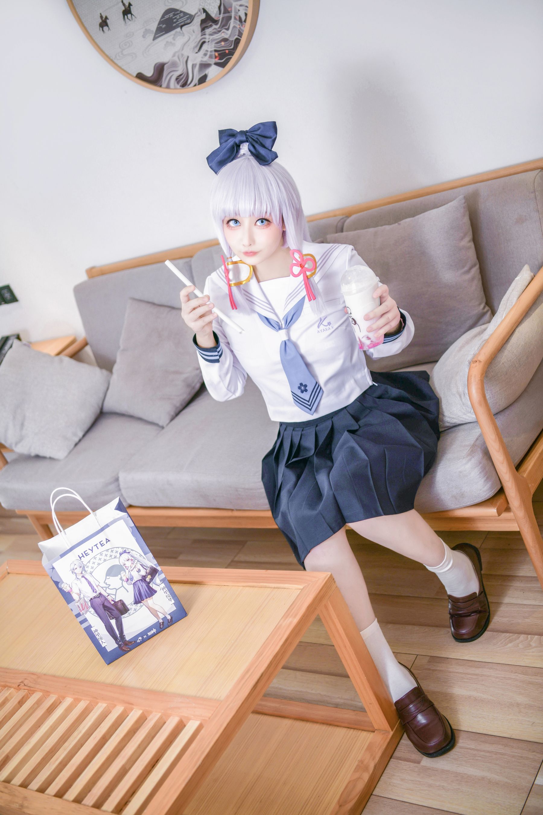 章鱼娘 – 原神 神里綾華 JK [51P]-66COS