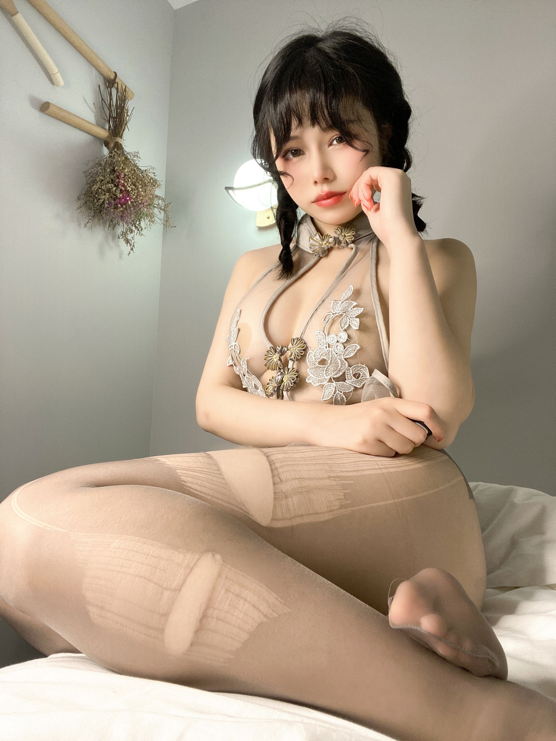 七月喵子 – 透明灰撕袜 [45P]-66COS