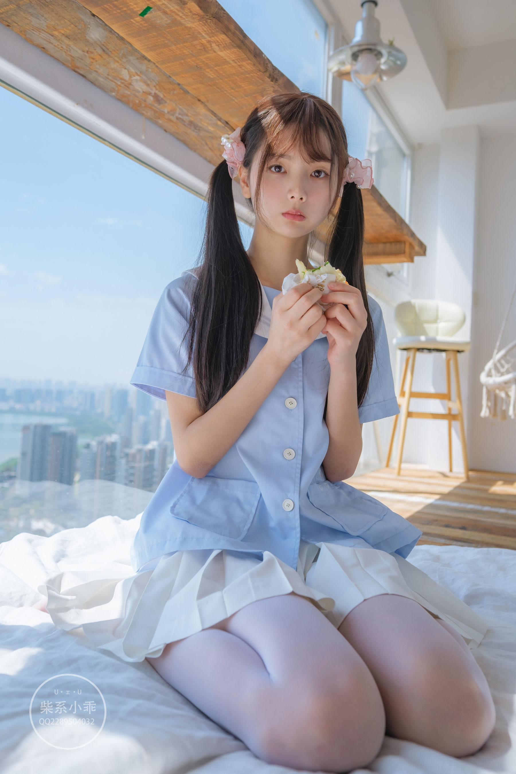 柴系小乖(稚乖画册) – 晴空 白丝双马尾 [79P]-66COS