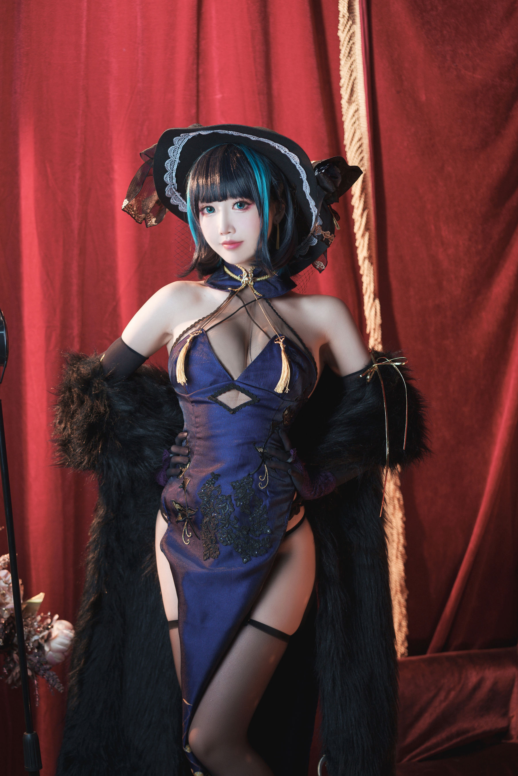 可爱人气Coser面饼仙儿 – 柴郡旗袍 [21P]-66COS