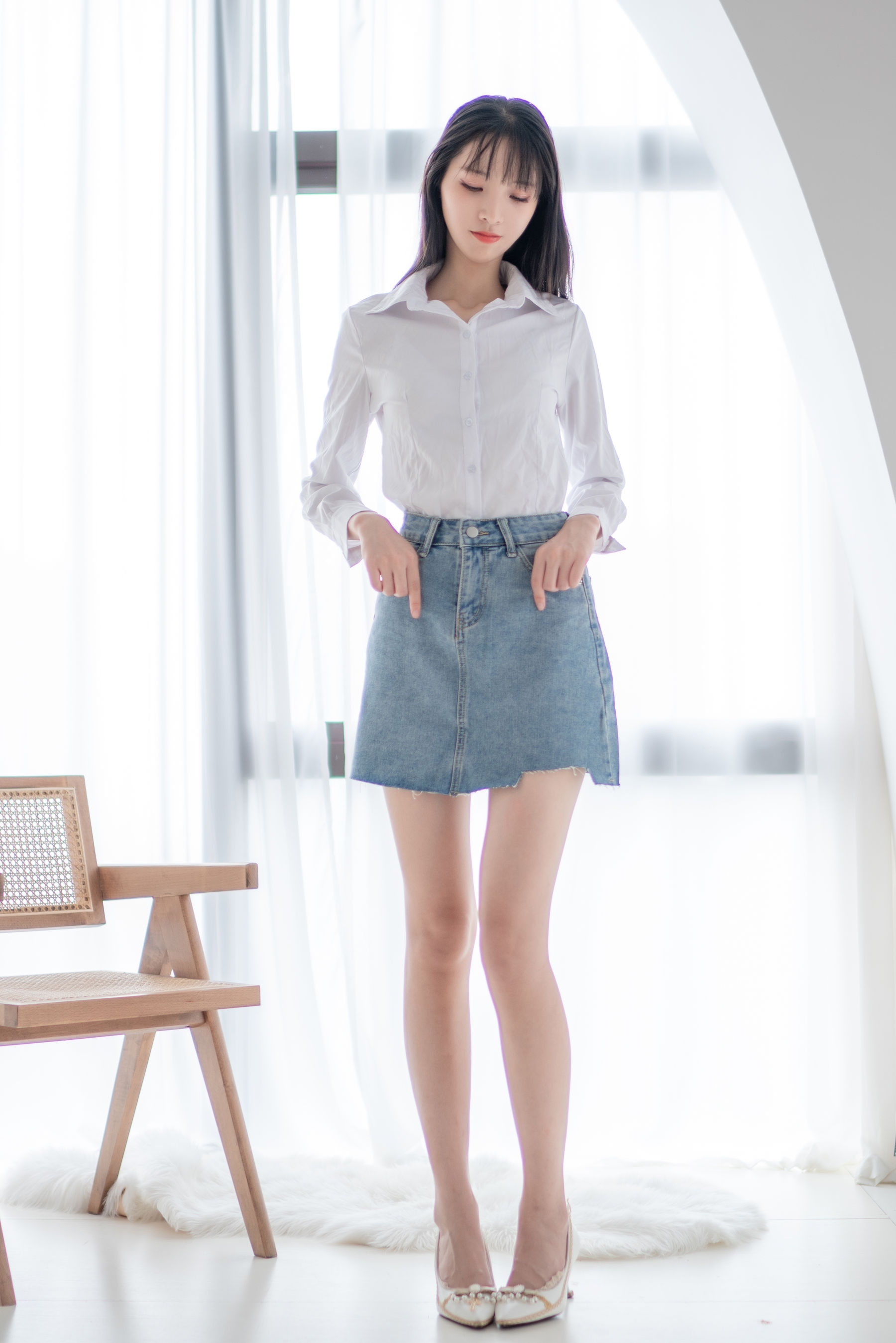 清纯妹子西瓜 – 衬衫牛仔裙 [61P]-66COS