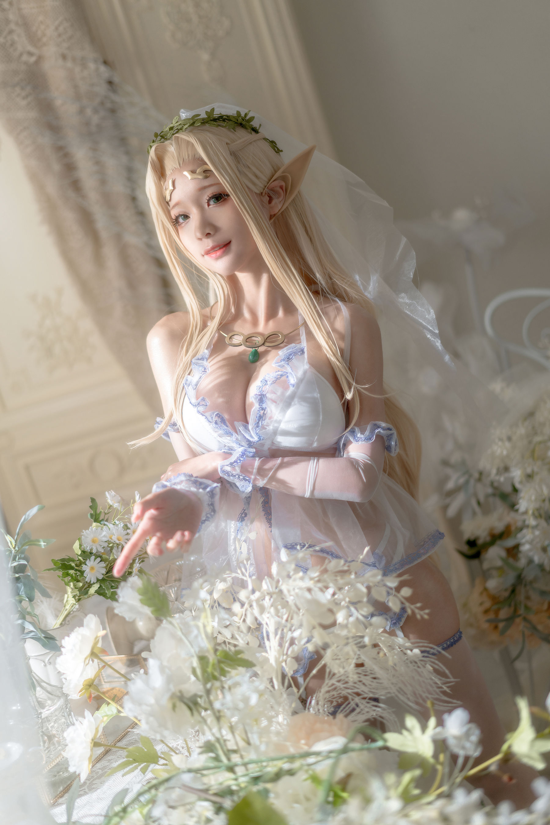 动漫博主蠢沫沫 – 白精灵 婚纱 [60P]-66COS