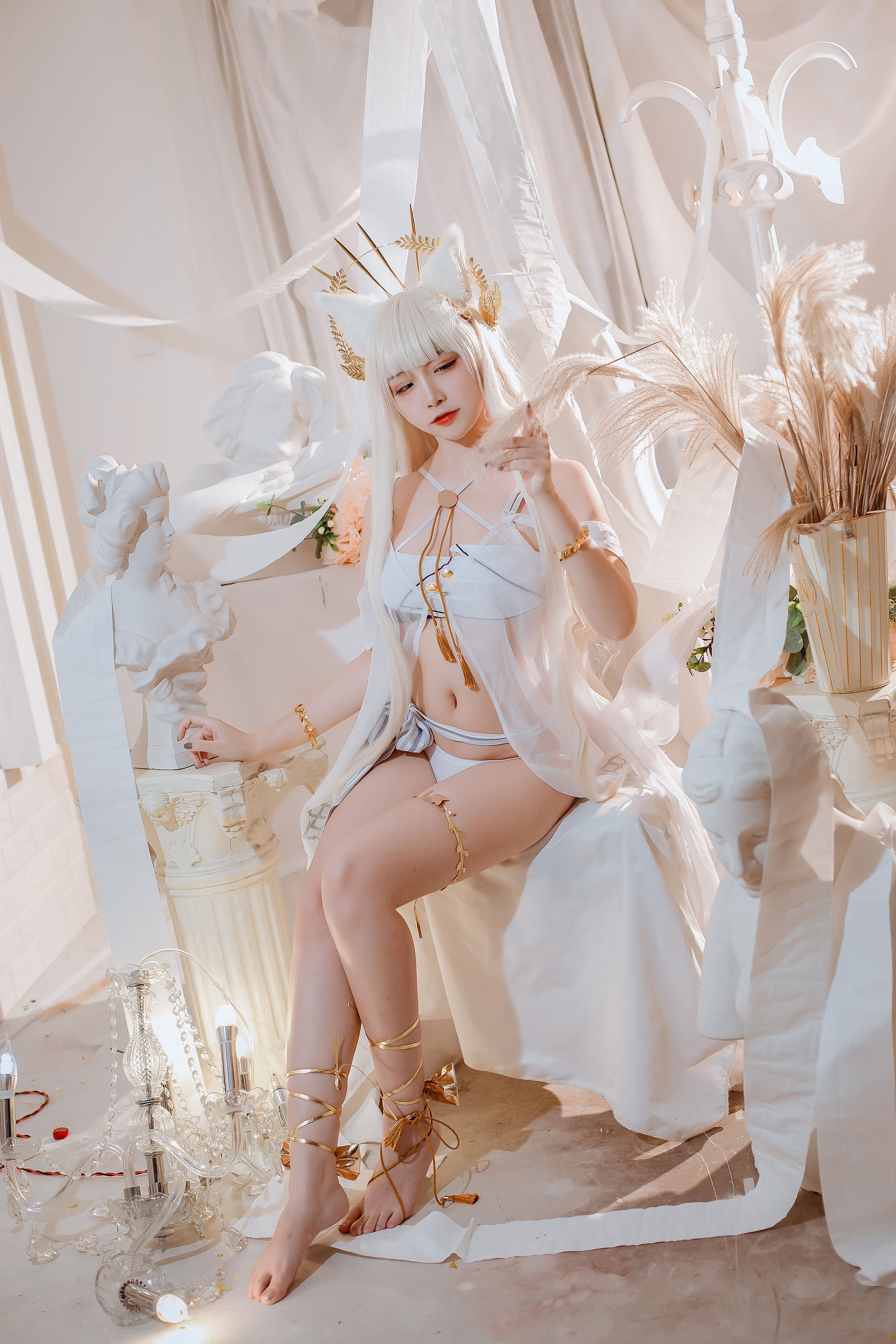 人气Coser二佐Nisa – 方舟白金泳装 [16P]-66COS