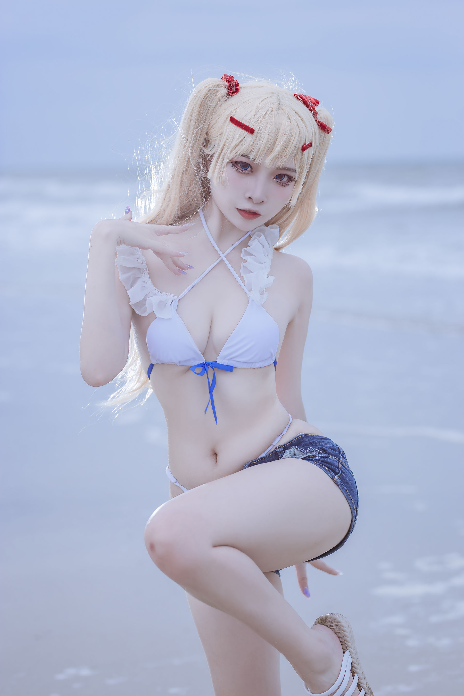 人气Coser二佐Nisa – 碧蓝 苏塞克斯泳装 [20P]-66COS