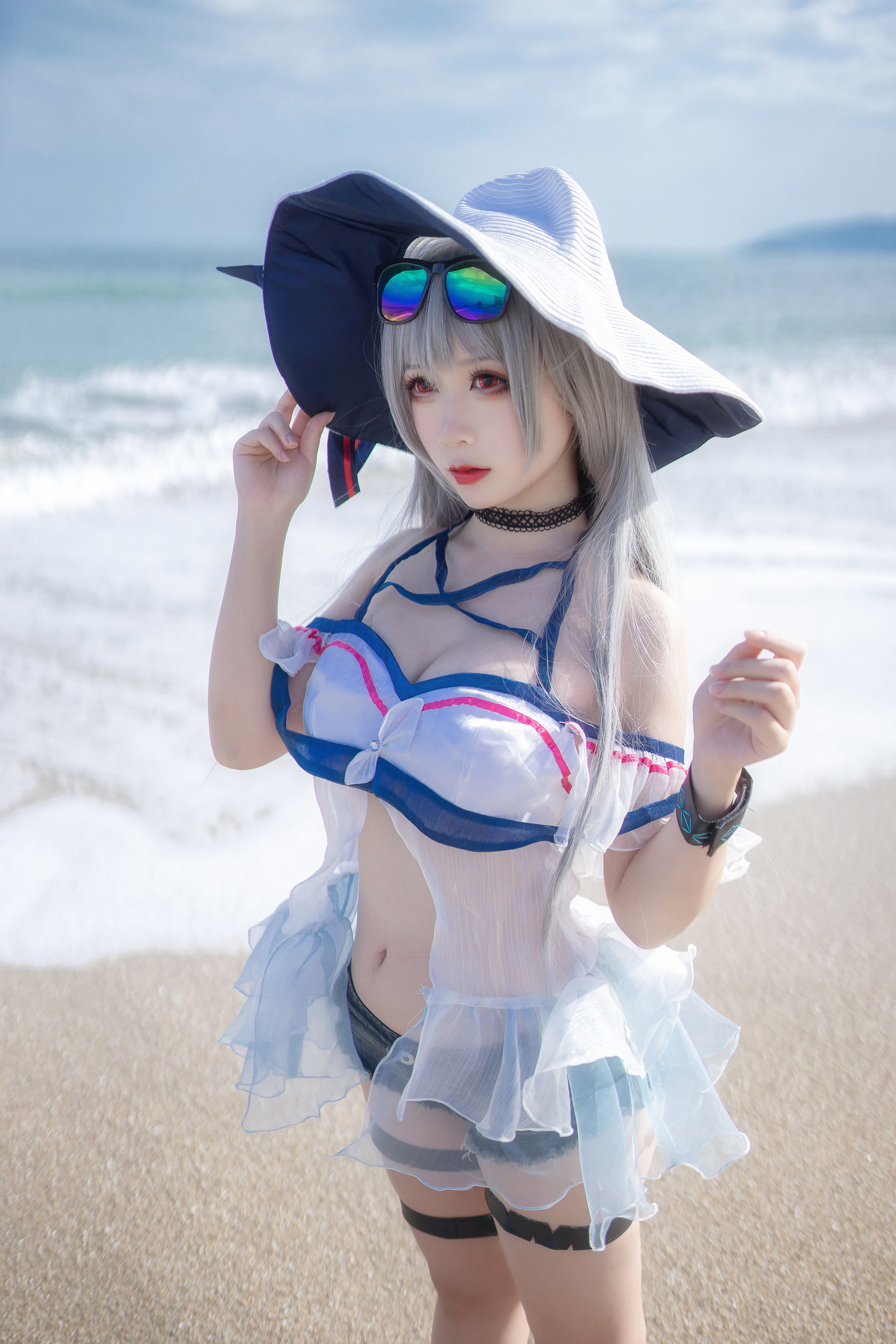 动漫博主樱落酱w – 斯卡蒂泳装 [21P]-66COS