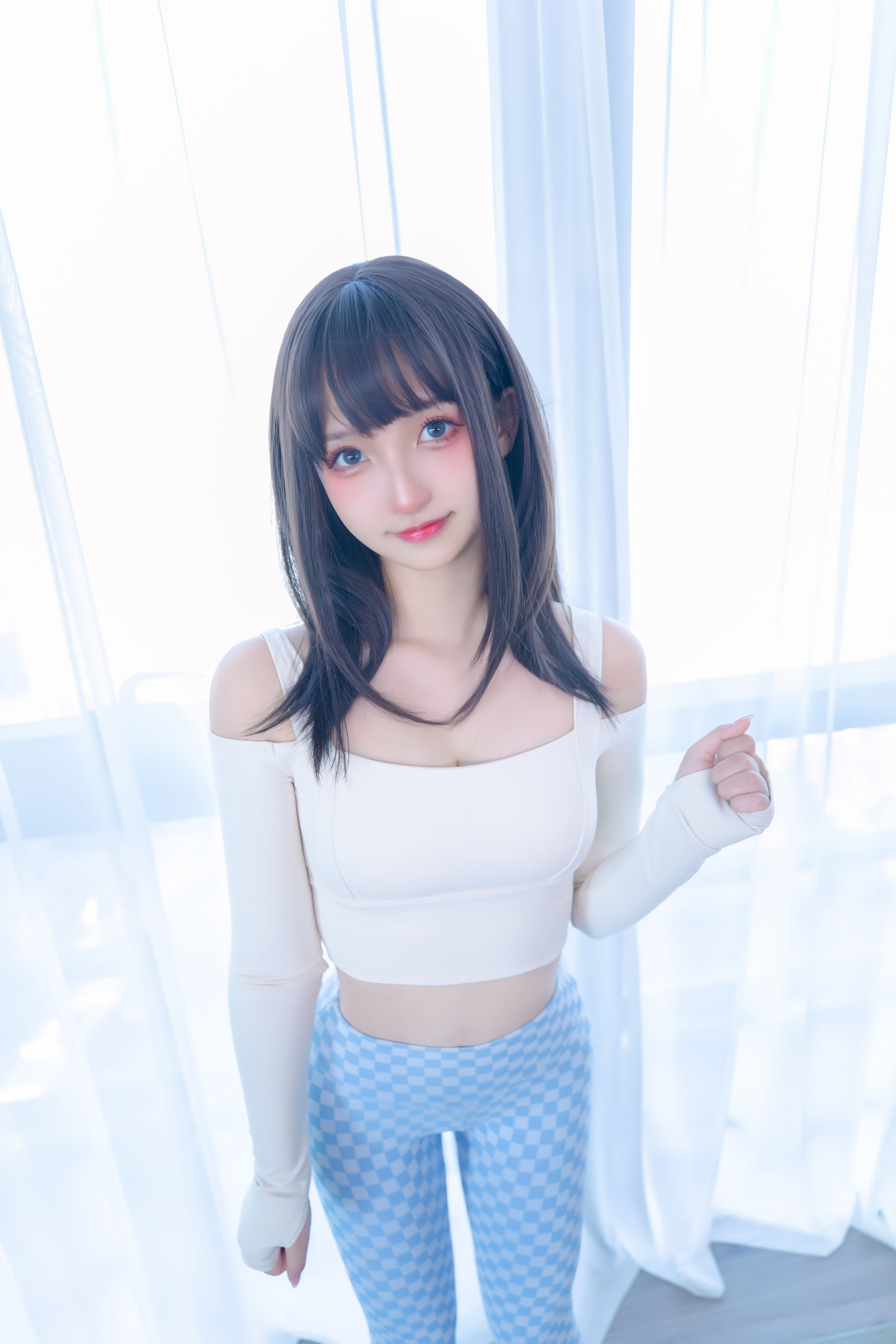 萝莉神楽板真冬 – 蓝白格 [75P]-66COS