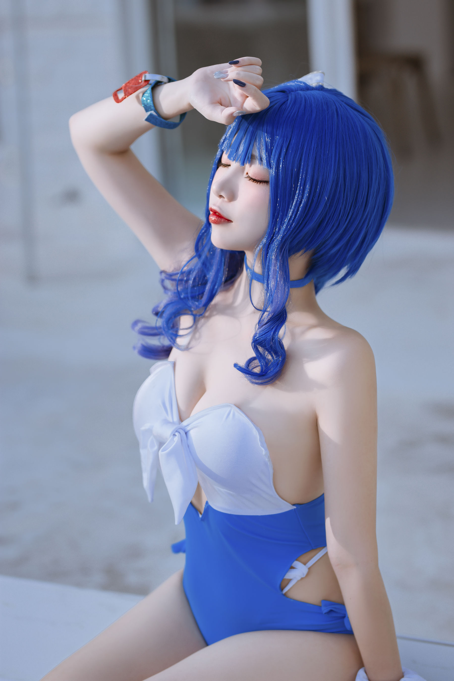 人气Coser二佐Nisa – 碧蓝 圣路易斯泳装 [26P]-66COS