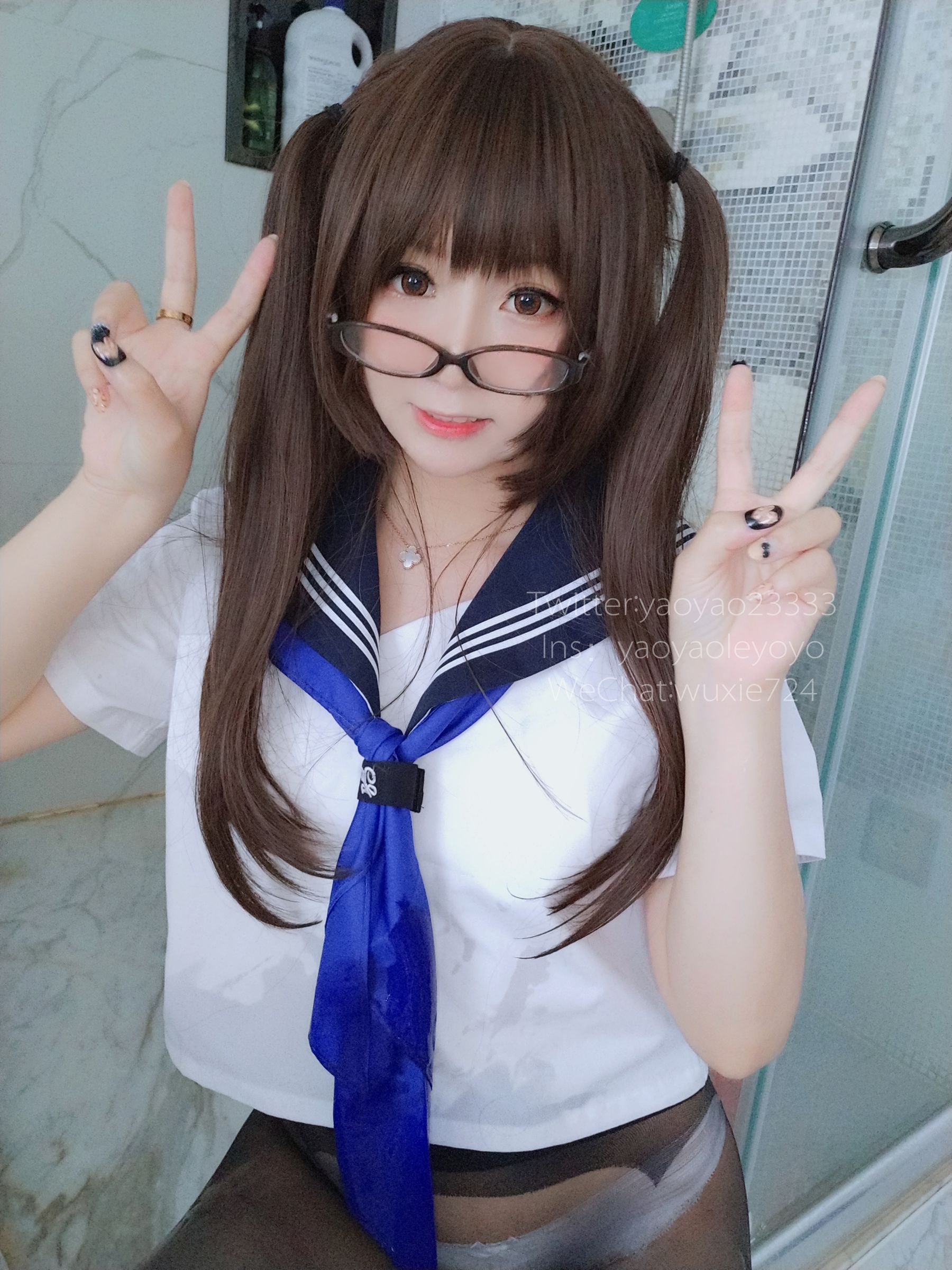 [萝莉COS] 摇摇乐yoyo – 蓝色jk [37P]-66COS