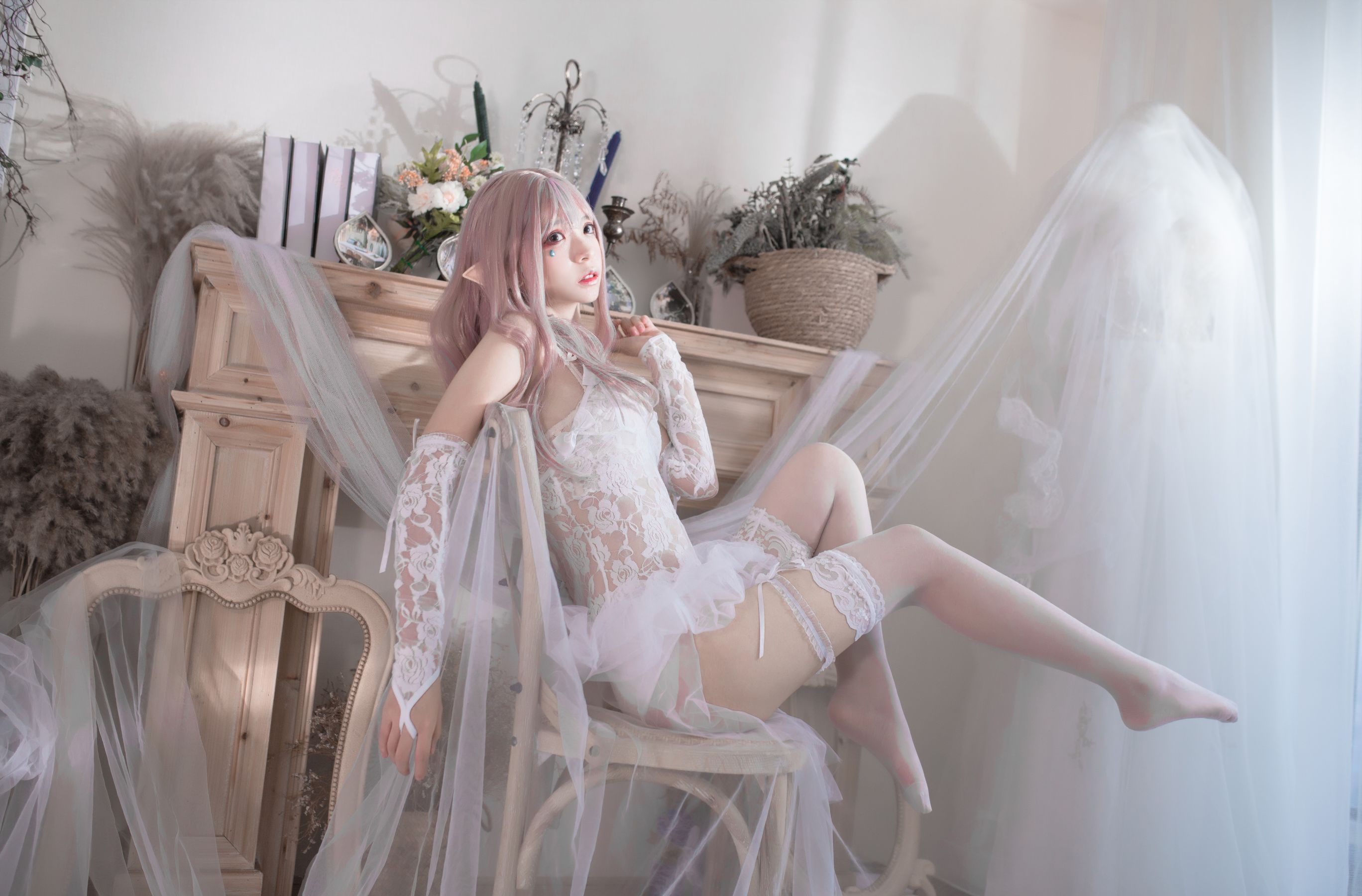 [Cosplay写真] 疯猫ss – 纯白精灵 [29P]-66COS