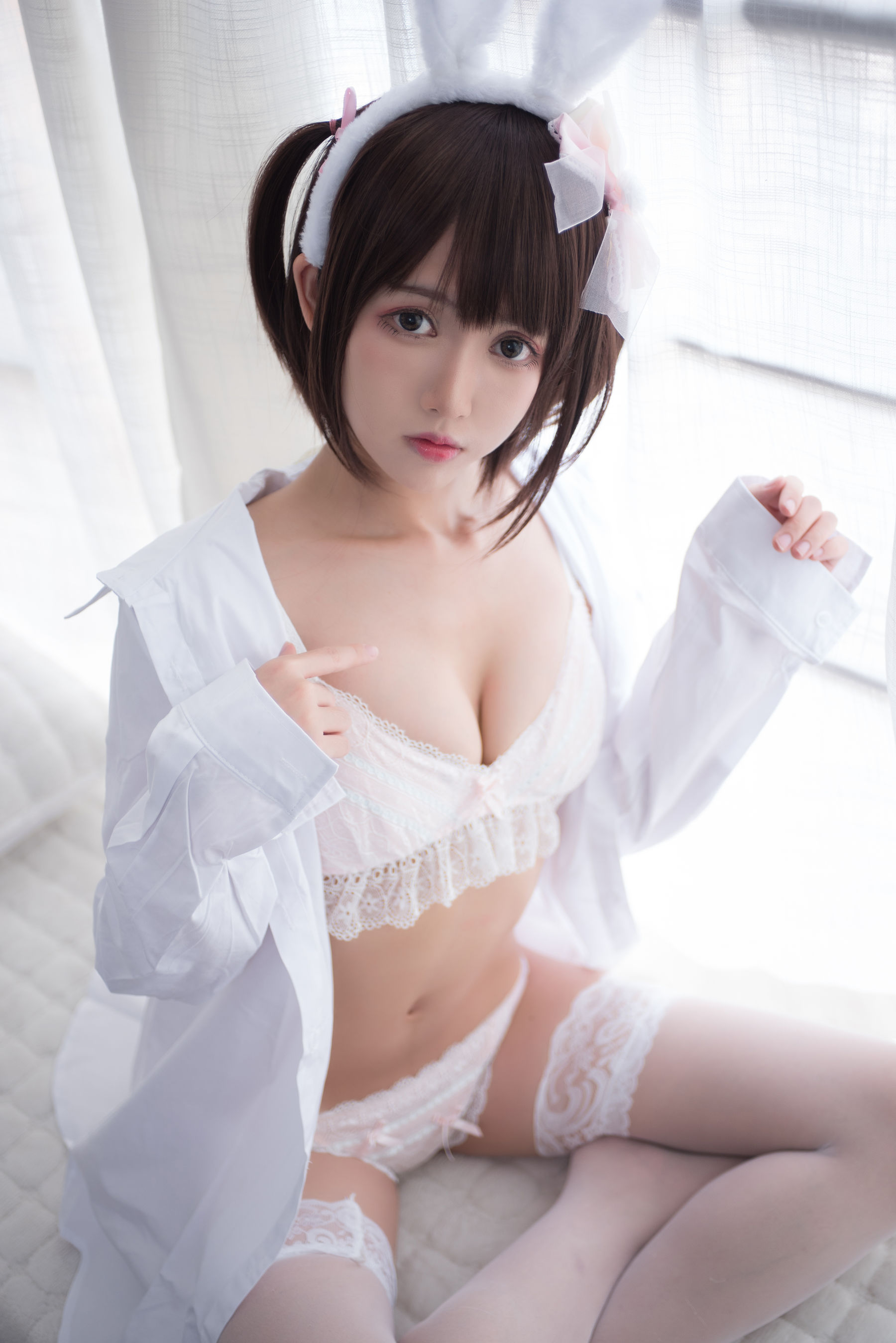 [萝莉COS] 鳗鱼霏儿 – 兽耳 白色蕾丝情趣 [17P]-66COS