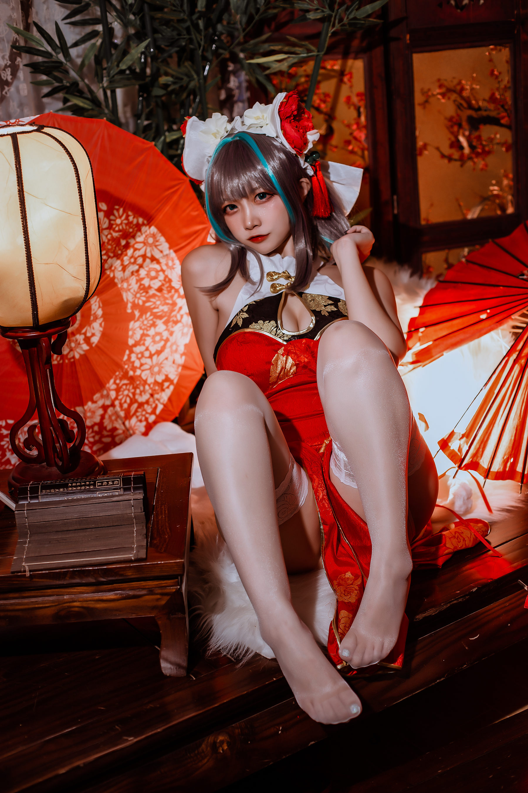 二佐Nisa – 碧蓝 柴郡旗袍 [32P]-66COS