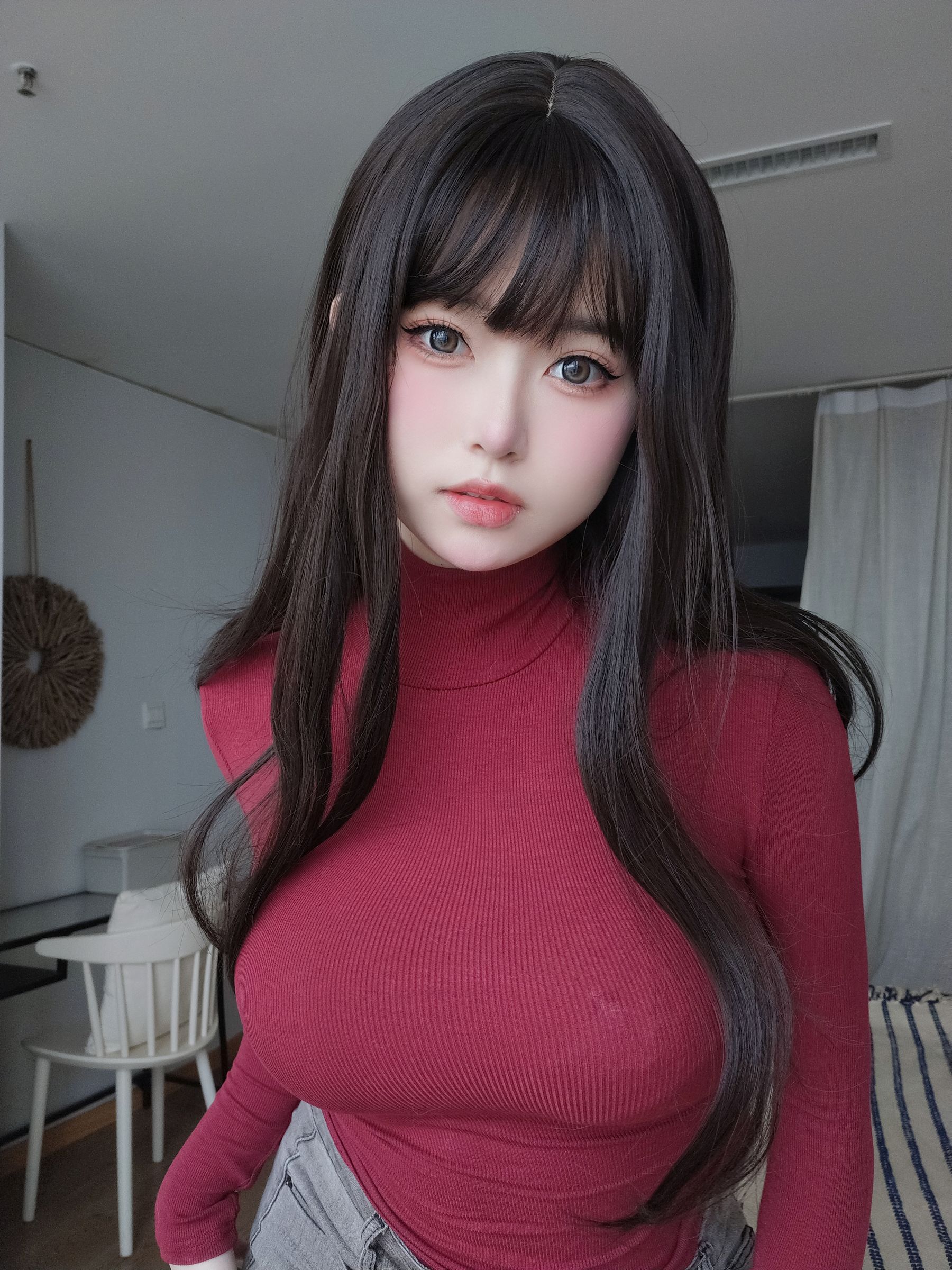 女主K – 红色毛衣的丰满妹妹 [103P]-66COS