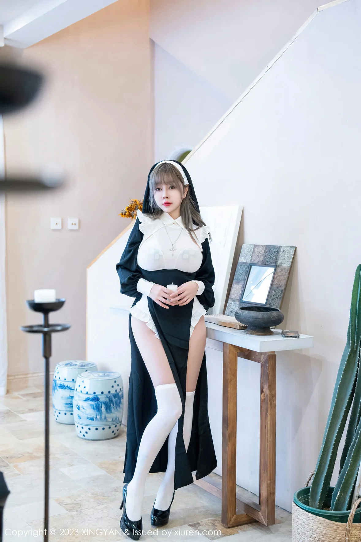星颜社 Vol.187 王雨纯 性感黑色修女性感写真 [76P]-66COS