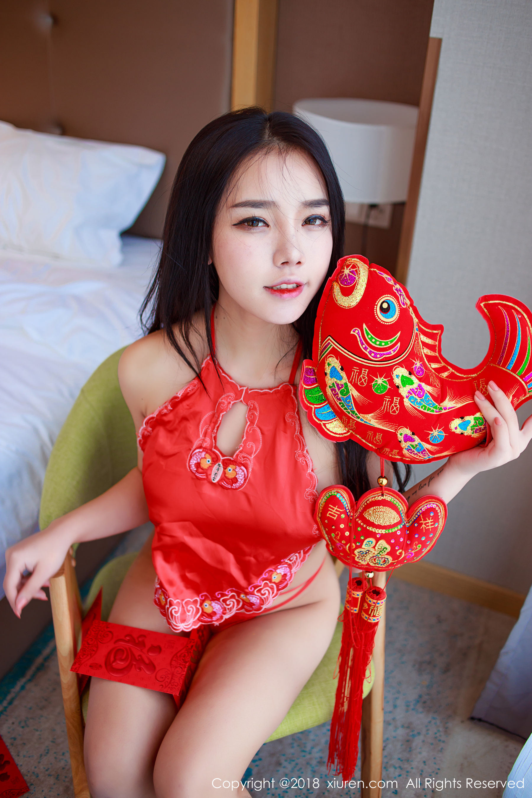 夏雪爱《新春火红肚兜内衣私房》 秀人 No.921-66COS