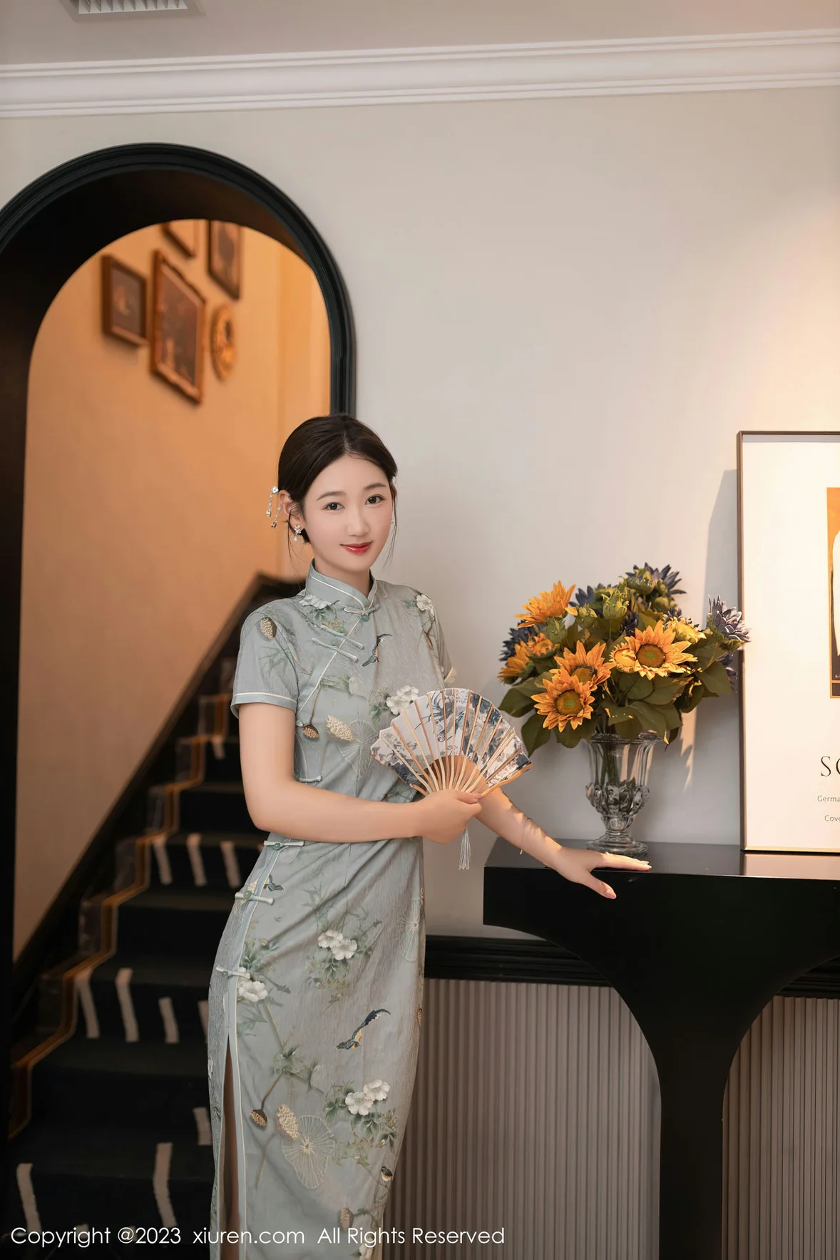 XiuRen 秀人 No.7232 唐安琪 绿灰色旗袍巴厘岛旅拍 [77P]-66COS