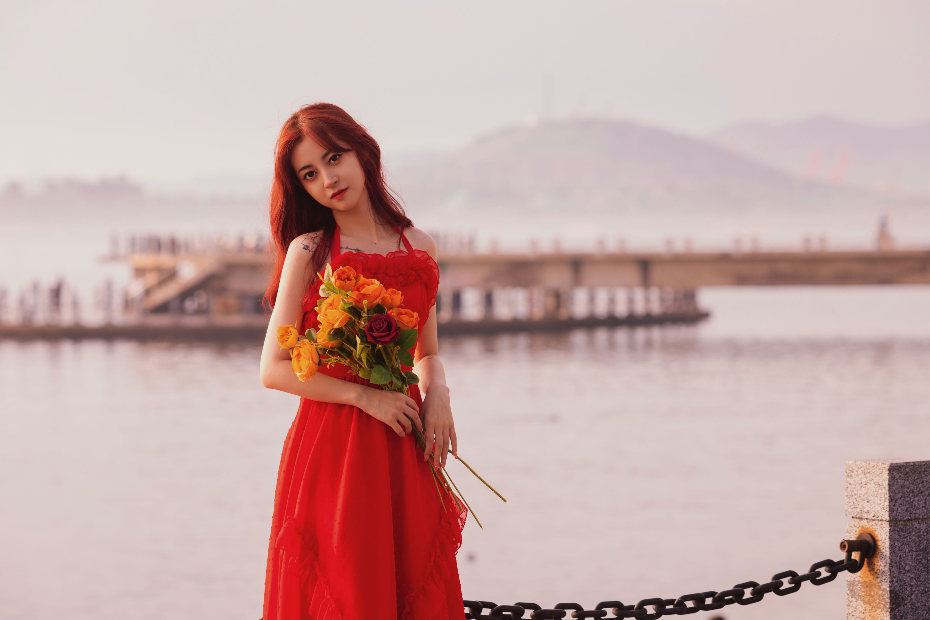 壹萱- – 《海边夕阳和红裙女孩》[33P] 插图5