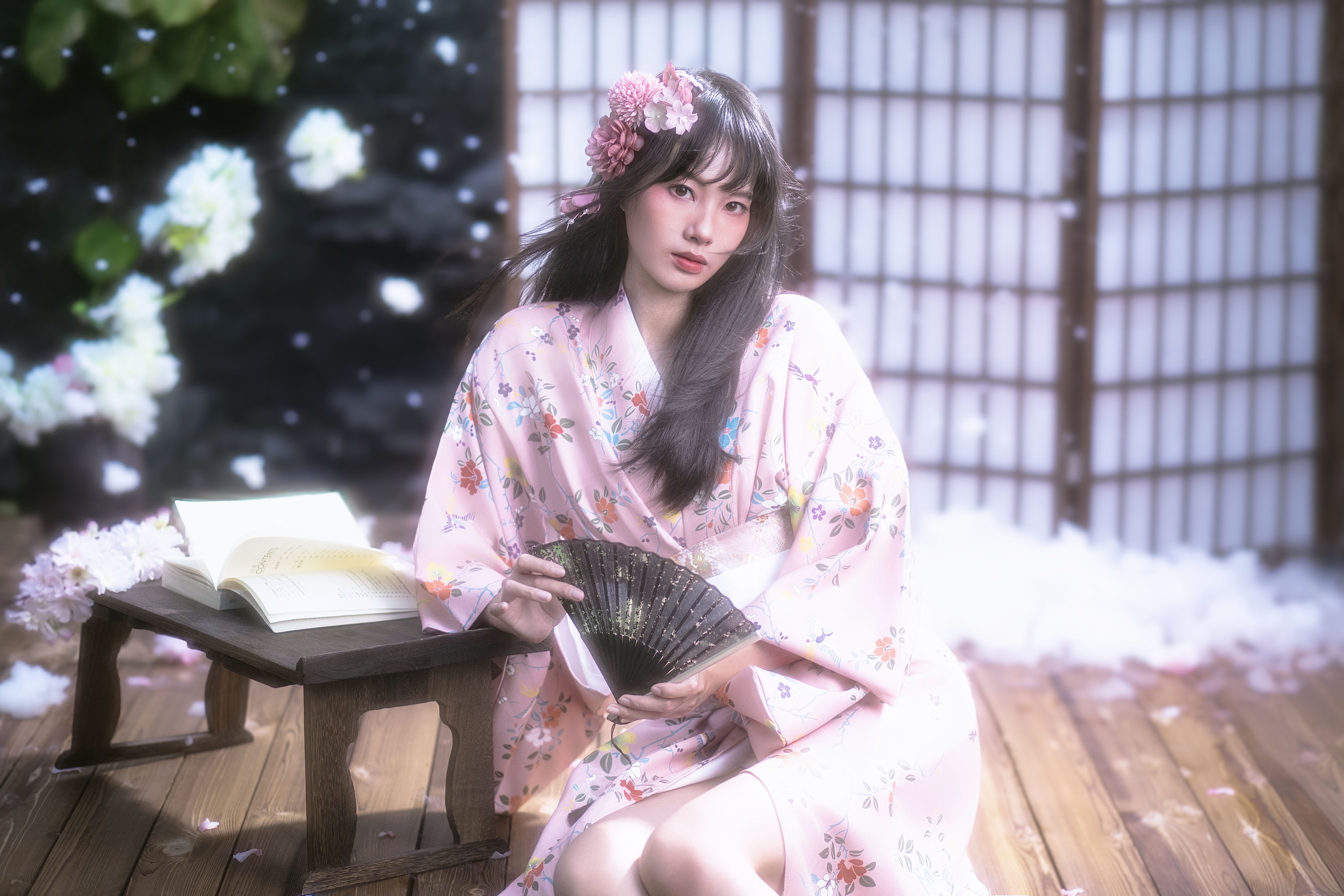 欣欣 – 《夜樱和服少女》[14P] 插图5
