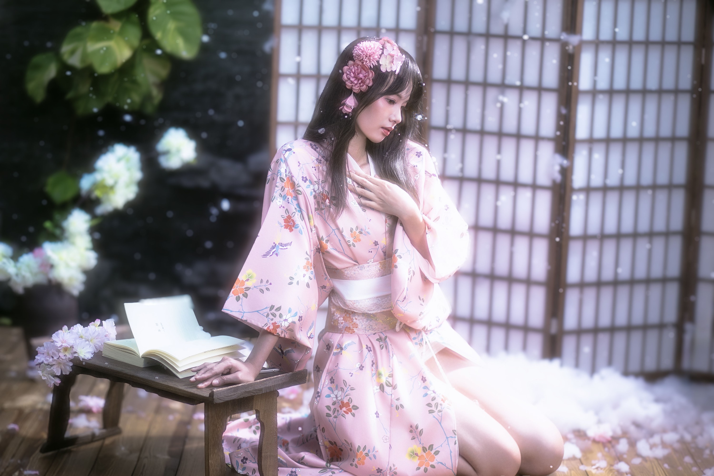 欣欣 – 《夜樱和服少女》[14P] 插图4