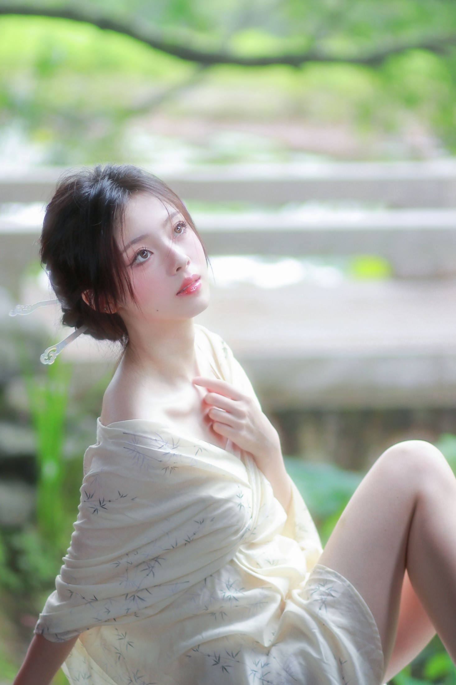 鹿离 – 《清冷感新中式～初夏的绿意》[14P]-66COS