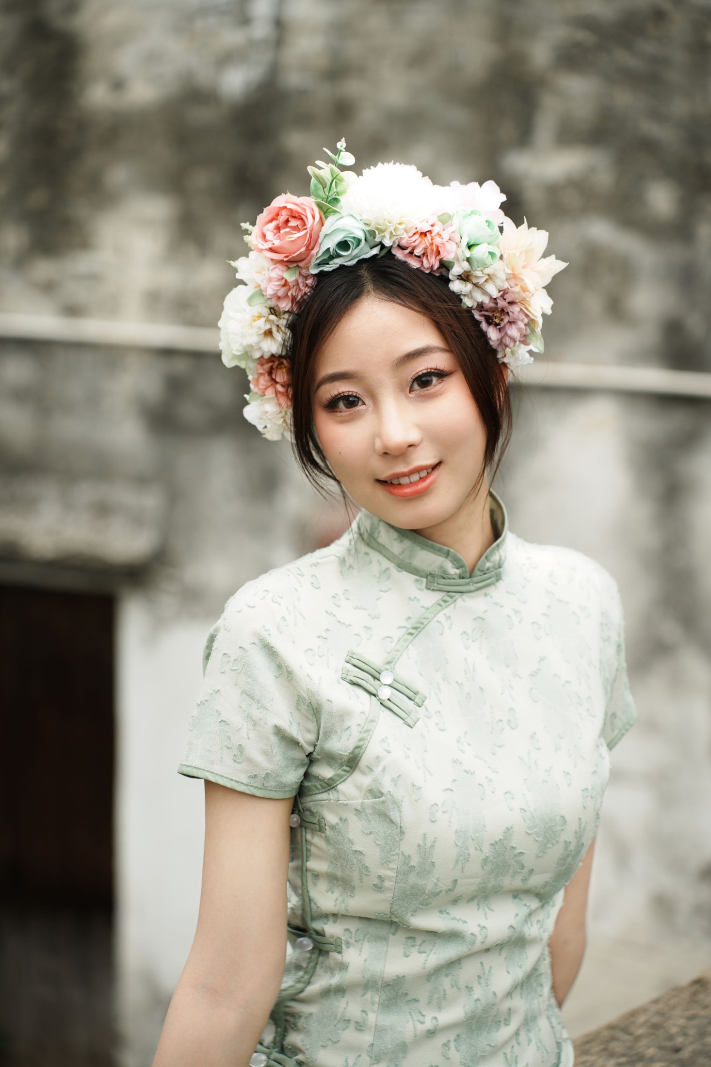 小u – 《绿色旗袍簪花》[17P] 插图5