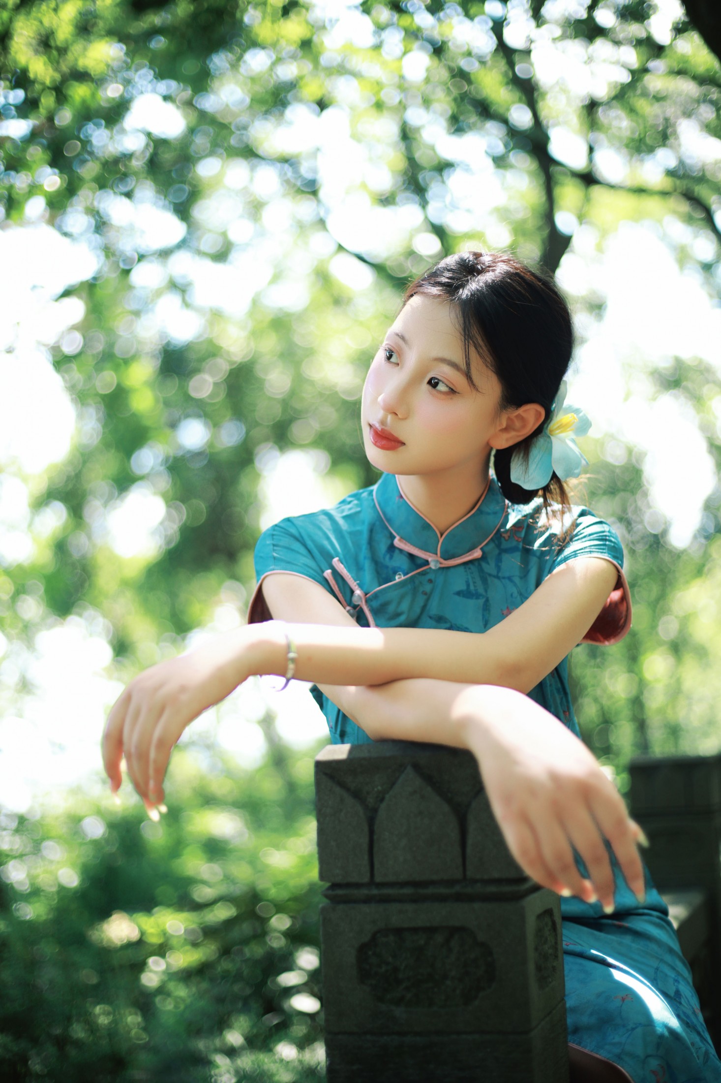 小u – 《六和塔下的旗袍绿色》[39P]-66COS