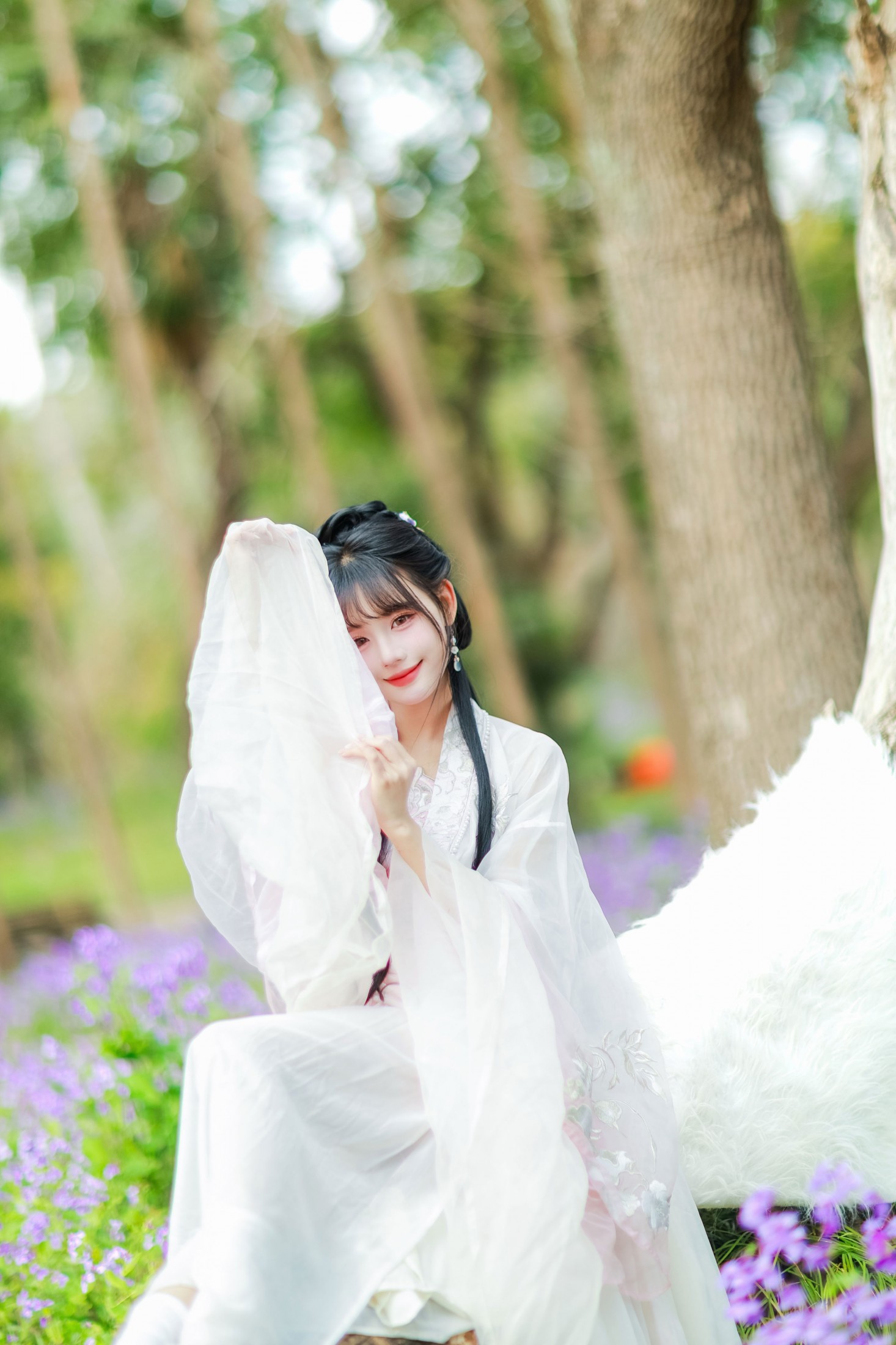 《二月兰️白汉服丨坠入紫色雾境的国风仙女》[67P] 插图4