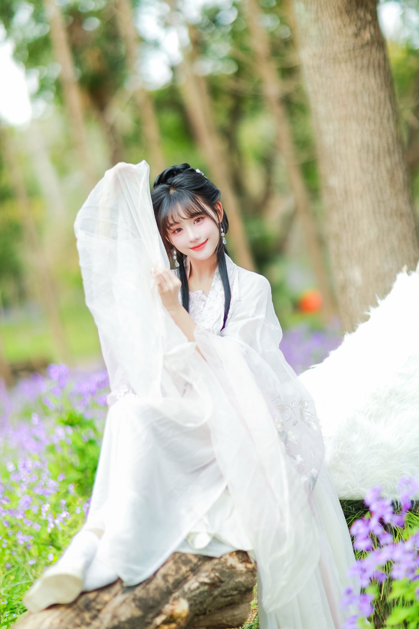 《二月兰️白汉服丨坠入紫色雾境的国风仙女》[67P] 插图5