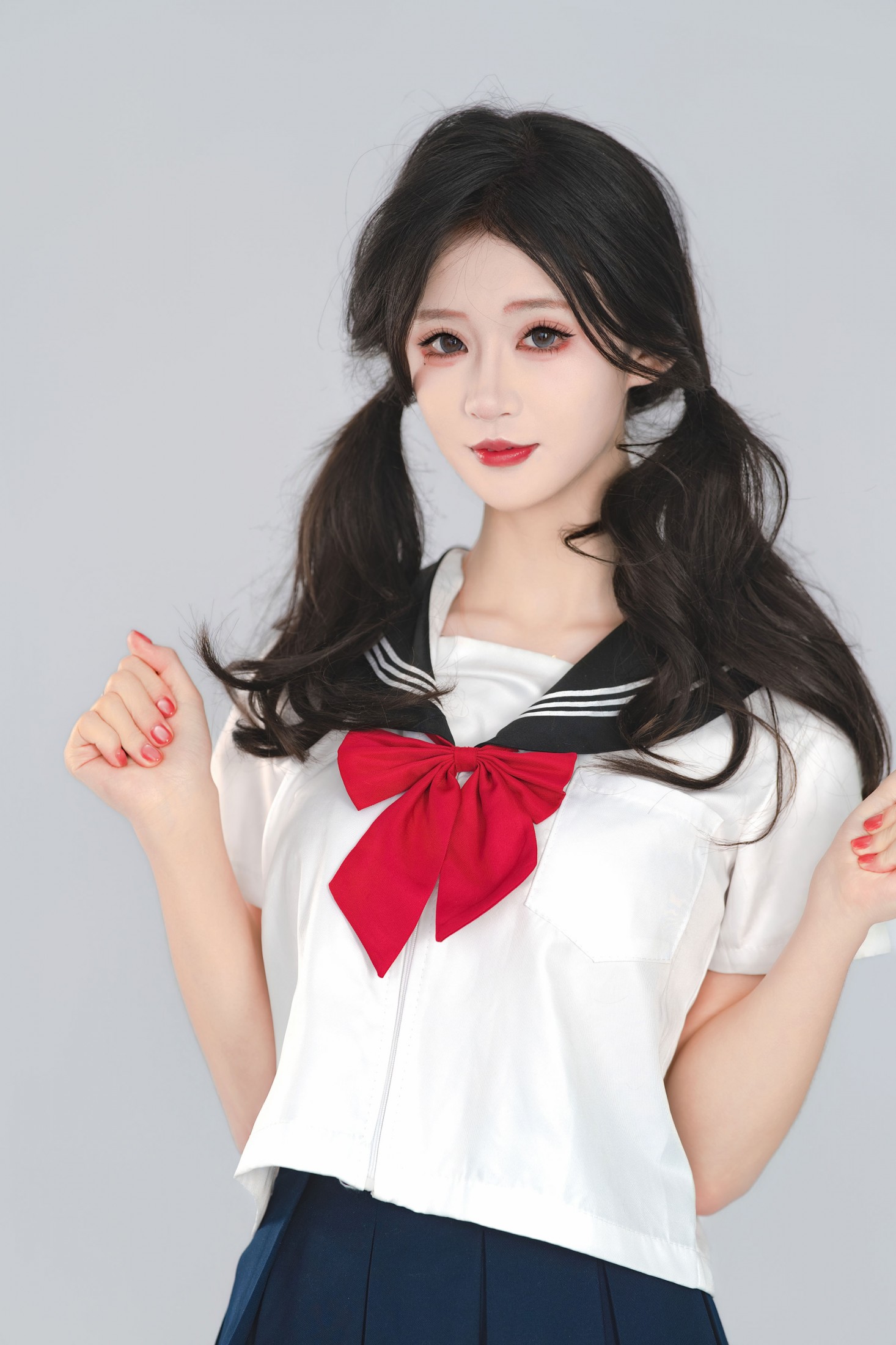 《日系水手服・浅灰背景 被定格的青春心事》[105P]-66COS