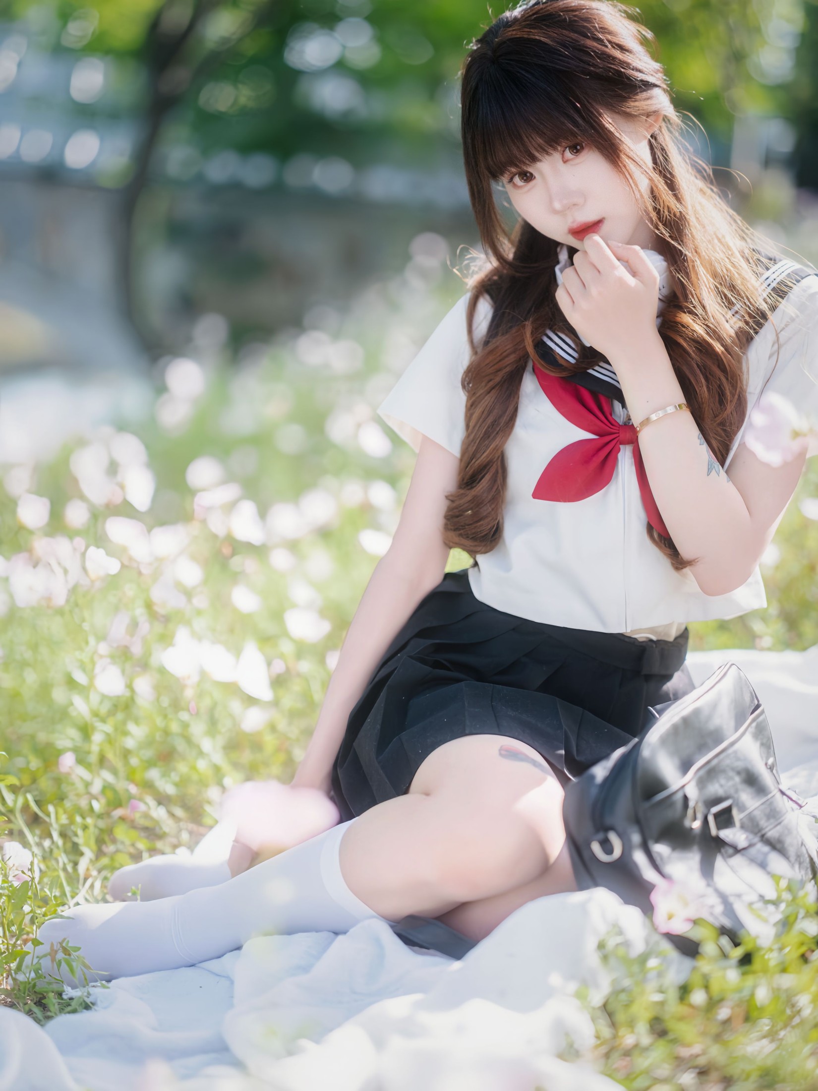《月见花海JK少女》[50P]-66COS