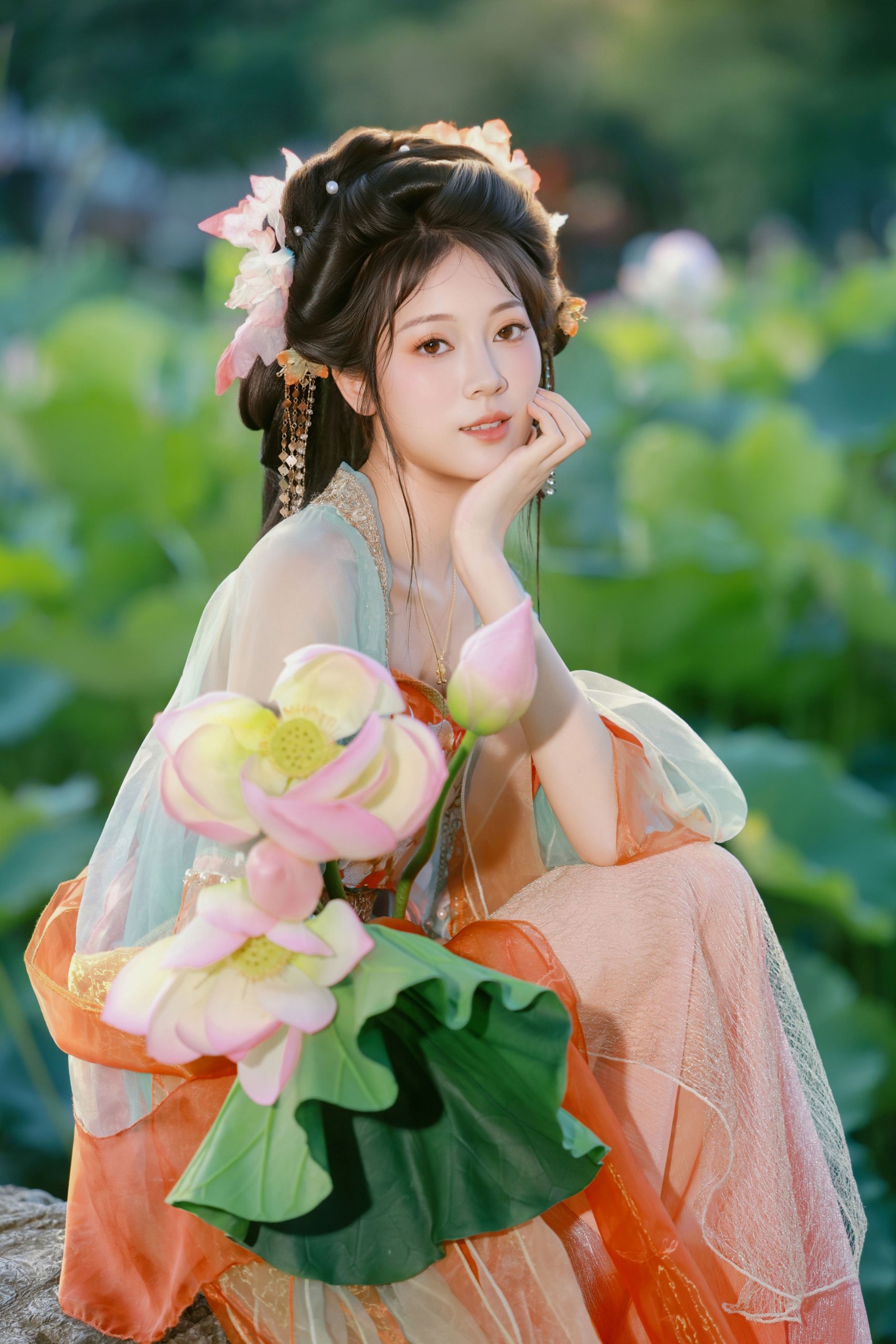 《荷风送香，仙裙摇曳，赴一场夏日荷塘之约》[9P]-66COS