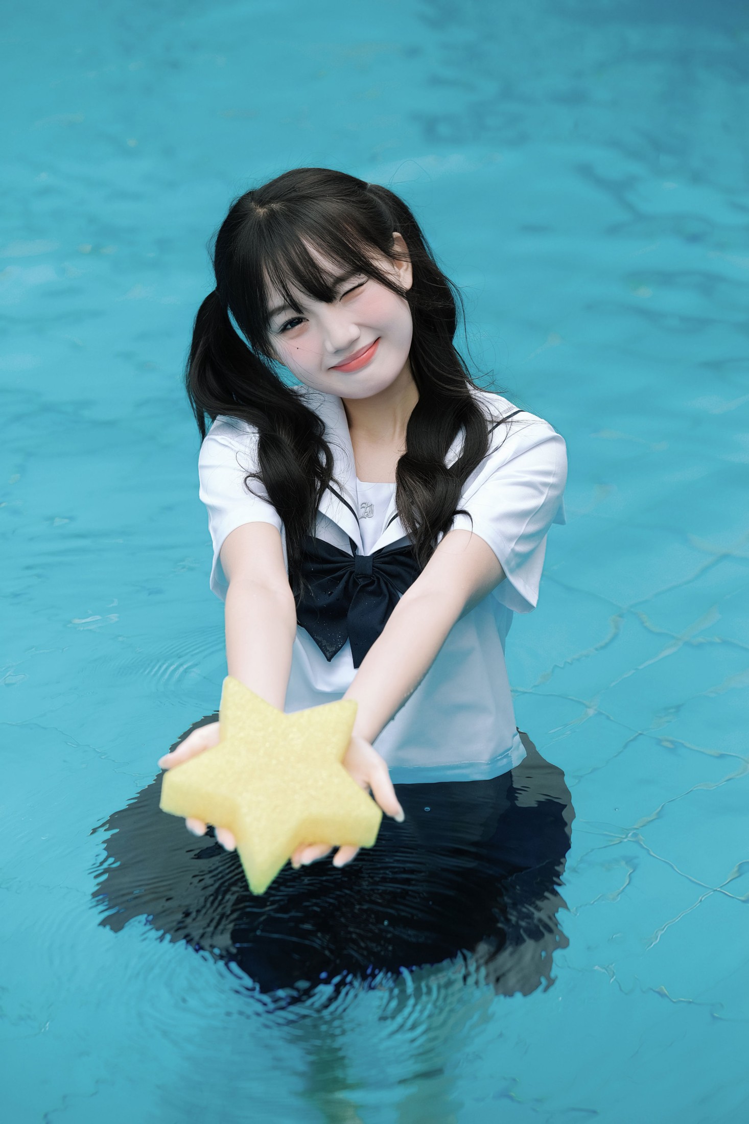 《溺于蓝调泳池｜JK少女的夏日汽水日记》[10P]-66COS