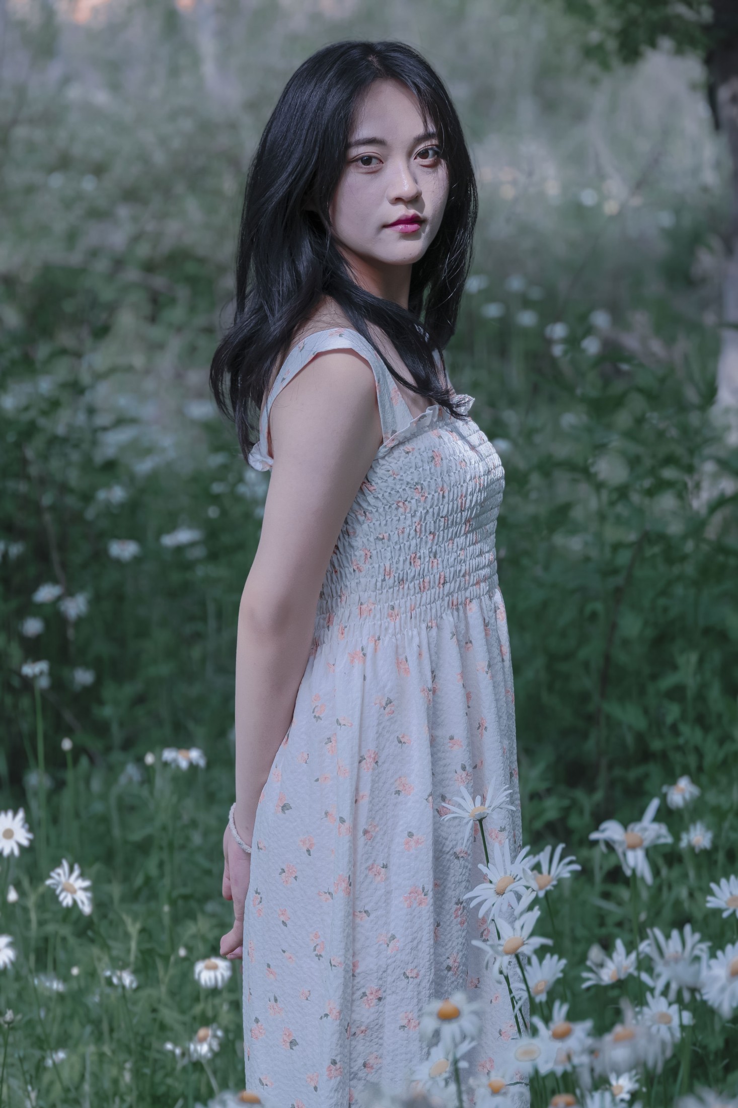 《草地白菊花白衣性感女子写真》[34P]-66COS