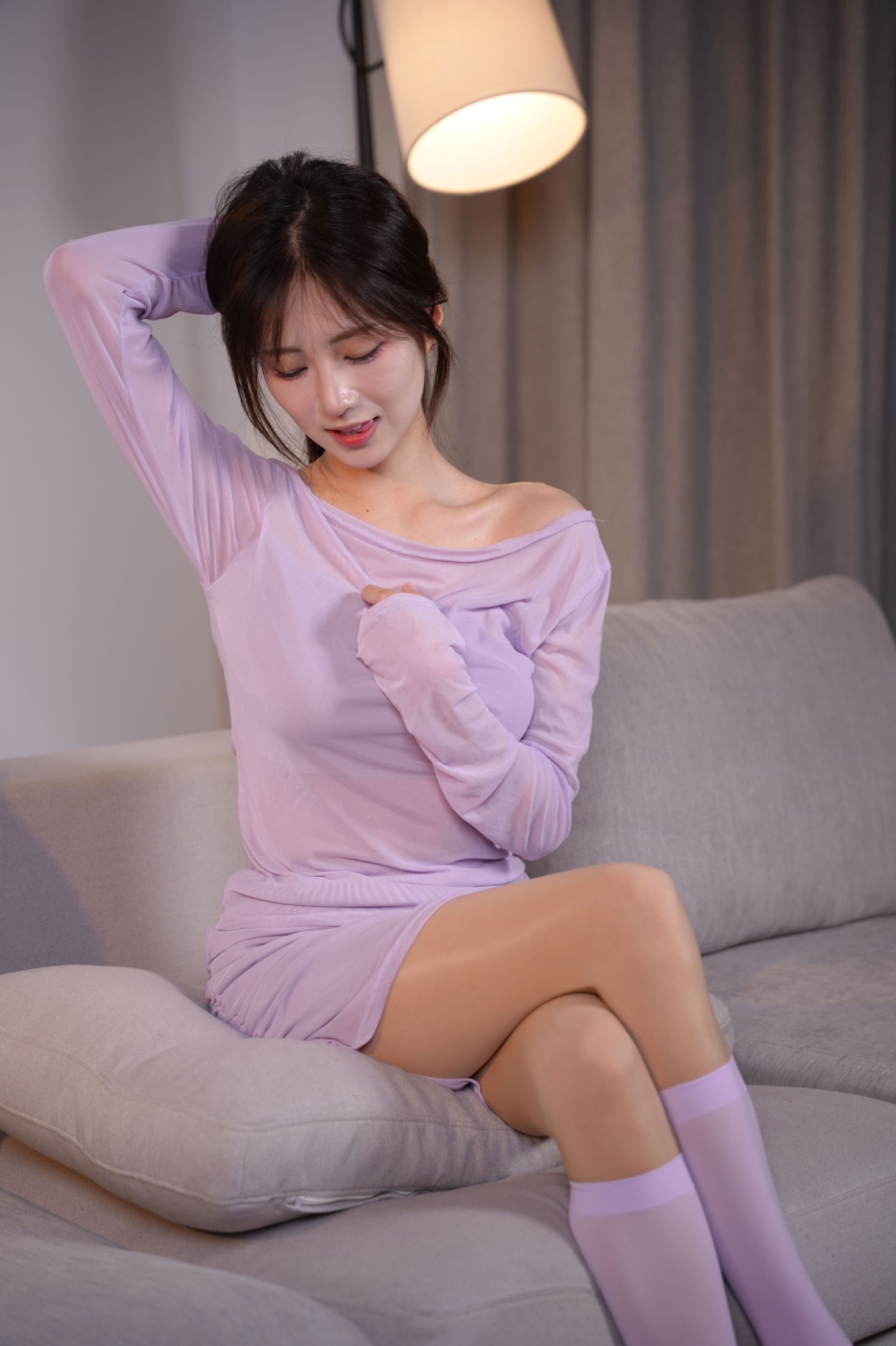 《怡宝-紫色过膝袜》[9P] 插图4