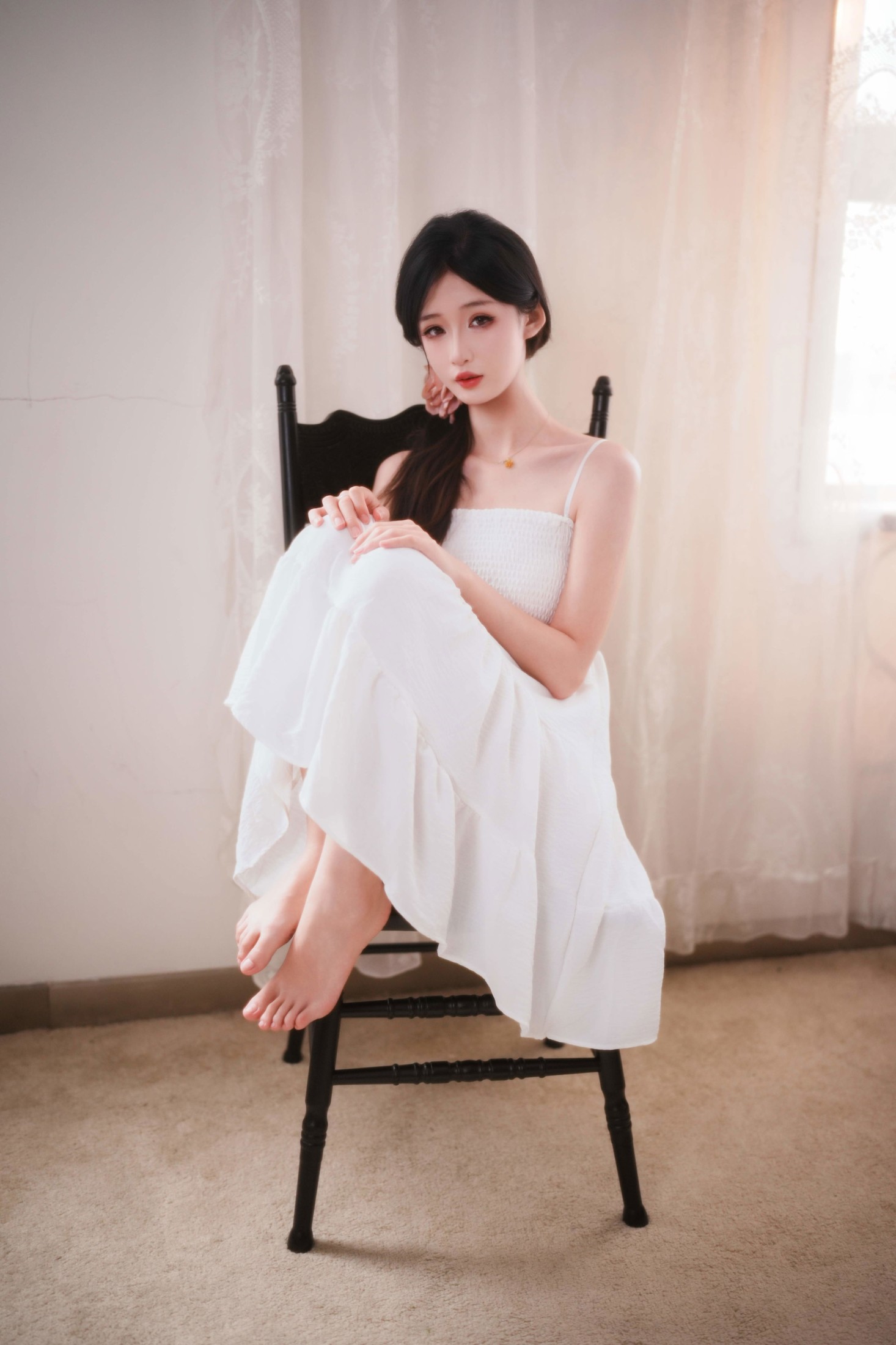 《模特小瑜 ｜ Vol.35 – 白色吊带裙》[30P]-66COS